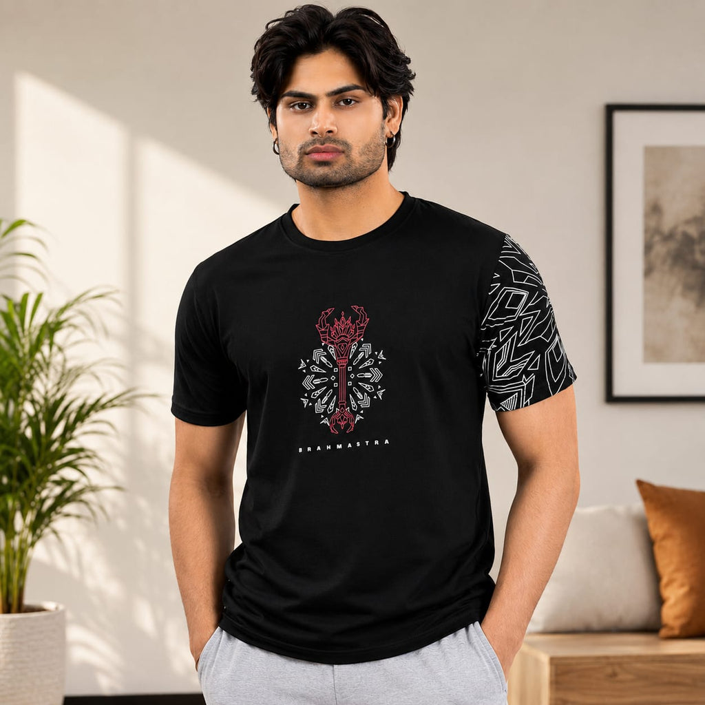 Men's Round Neck Printed T-Shirt | Premium Tencel Lycra Fabric | Street Wear Graphic Print | Half Sleeve Casual Tee