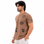 Men's Round Neck Graphic Printed T-Shirt | Premium Tencel Lycra Fabric | Soft Stretch Casual Streetwear Tee | 220-230 GSM