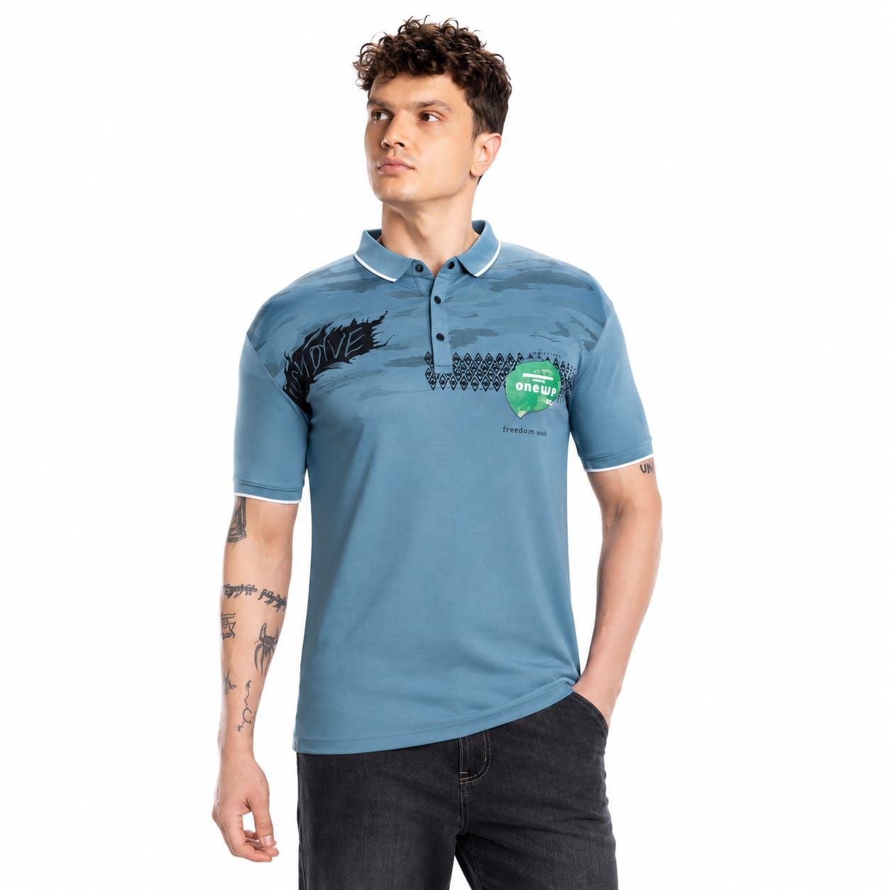 Men's Printed Polo T-Shirt | Fancy Collar Half Sleeve | Imported Tencil Lycra Fabric | 220-225 GSM | Regular Fit | Casual & Daily Wear