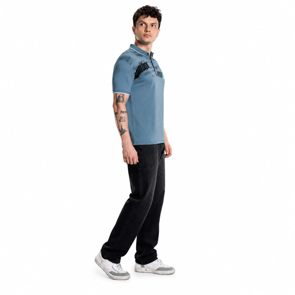 Men's Printed Polo T-Shirt | Fancy Collar Half Sleeve | Imported Tencil Lycra Fabric | 220-225 GSM | Regular Fit | Casual & Daily Wear