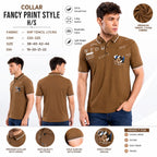 Men's Printed Polo T-Shirt | Premium IMP Tencil Lycra Fabric | Half Sleeve Casual Collar T-Shirt | Soft & Stretchable | Brown