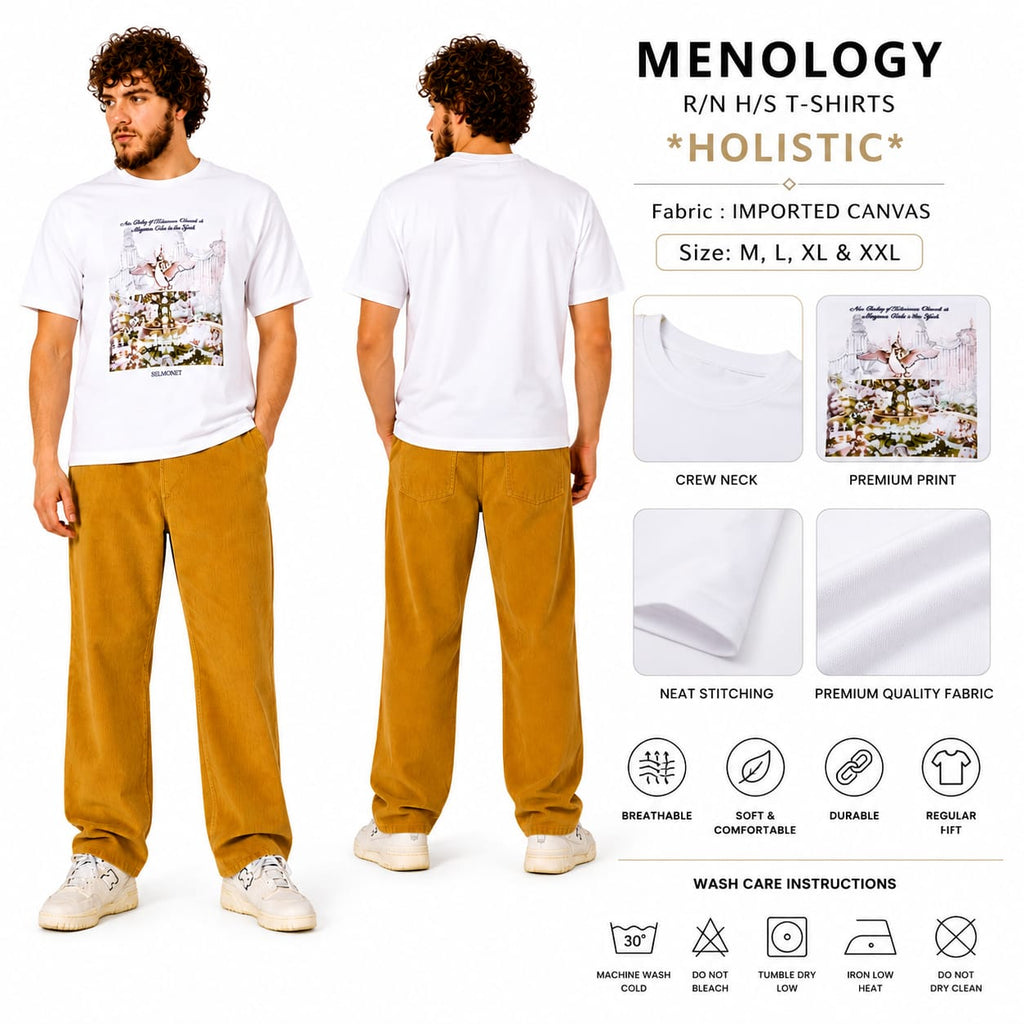 Menology Holistic Men's Round Neck Half Sleeve Printed T-Shirt | Imported Canvas Fabric | Regular Fit | Casual Graphic Tee