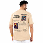 Griezman Men's Oversized Drop Shoulder T-Shirt | Smile Front & Graphic Back Print | Cotton Looper | 230-240 GSM | Half Sleeve Round Neck Casual | streetwear Tee