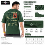 Griezman Men's Oversized Drop Shoulder T-Shirt | Cotton Looper Fabric | Graphic F&B Canvas Print | Round Neck Half Sleeve | Casual Streetwear