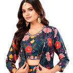 Women's Floral Printed Co-Ord Set with Crop Top, Shrug &amp; Palazzo Pants