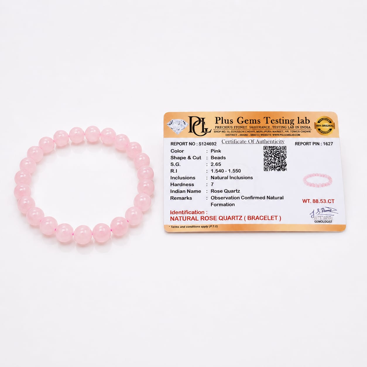 ANS Billion Natural Rose Quartz Bracelet for Women &amp; Men