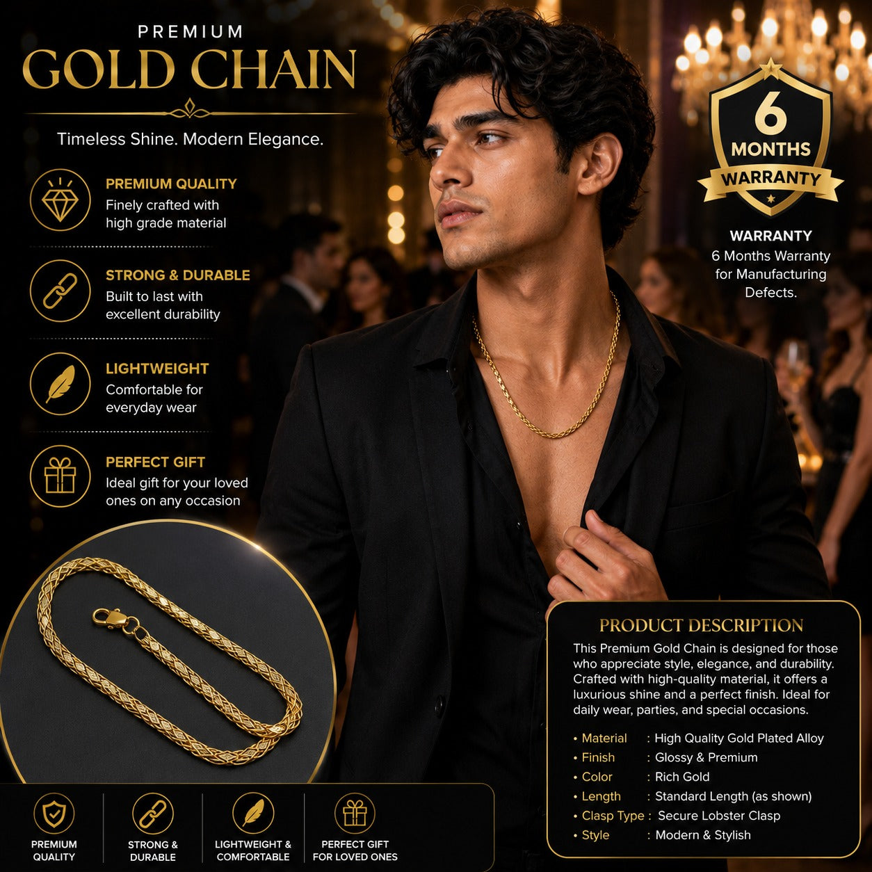 premium gold plated chain