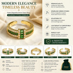 Gold Plated Adjustable Open Ring for Women | Green Baguette Cubic Zirconia | Elegant Fashion Ring | Party, Wedding & Daily Wear | 6-Month Warranty