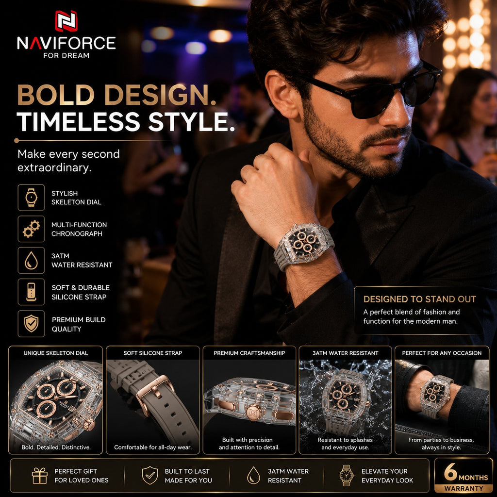 Premium Transparent Chronograph Watch for Men