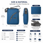 Blue Crossbody Sling Bag for Men & Women | Lightweight Water-Resistant Polyester | Adjustable Shoulder Strap | Multi-Pocket Everyday Travel Messenger Bag