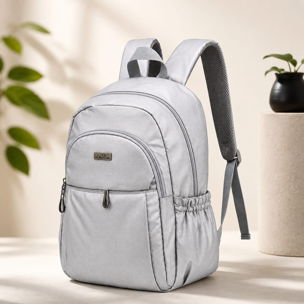 ANS BILLION Lightweight Casual Backpack for Men & Women | Water-Resistant Polyester | Spacious Multi-Compartment Travel, College & Office Laptop Backpack | Grey