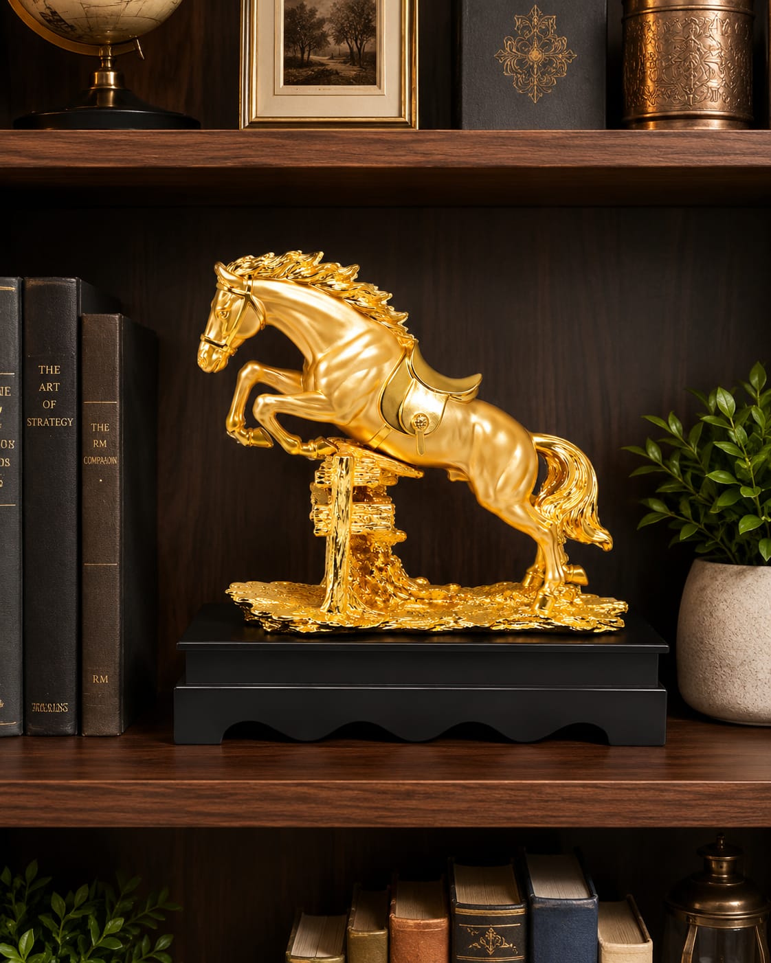 Beautifully crafted Golden Jumping Horse Showpiece - ANS Billons
