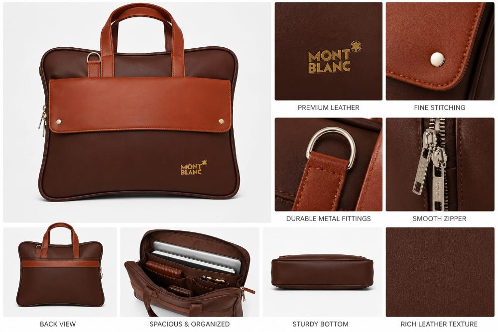 Premium Leather Laptop Briefcase for Men | Office Messenger Bag | Business Handbag - ANS Billons