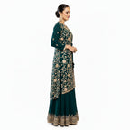 Women's Embroidered 3-Piece Ethnic Co-Ord Set with Jacket, Crop Top &amp; Palazzo - ANS Billons